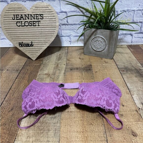 Victoria's Secret Very Sexy Push Up Pigeonnant Bra Purple Lace 38 C - Picture 11 of 12